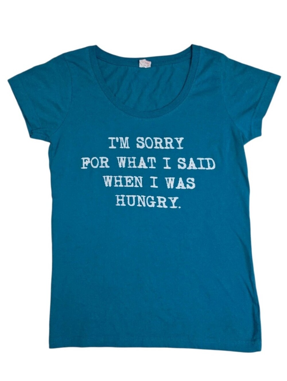 LAT Funny Tee I'm Sorry For What I Said When I Was Hungry M Jrs Top Blue Cotton